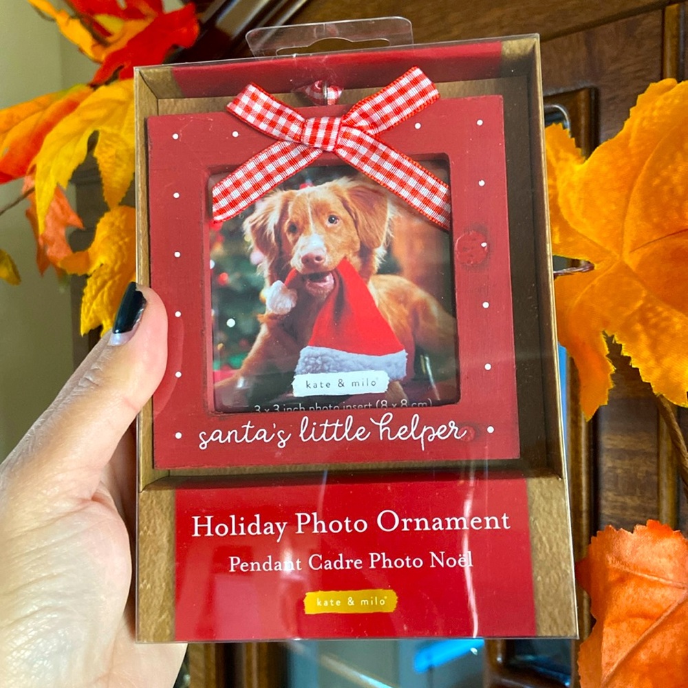🆕 Santa’s little helper picture frame Christmas tree ornament